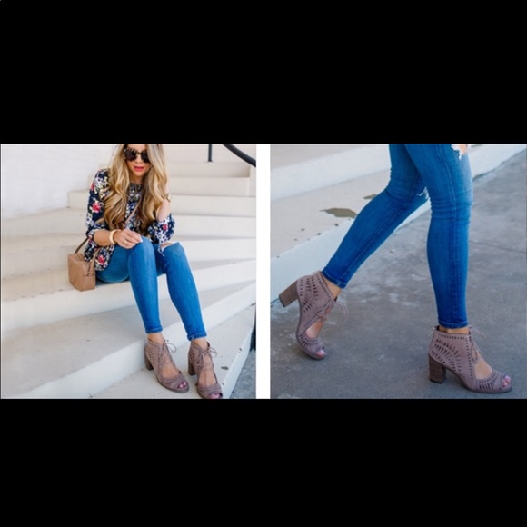 Vince Camuto Shoes - Vince Camuto Laser Cutout Lace Up Booties